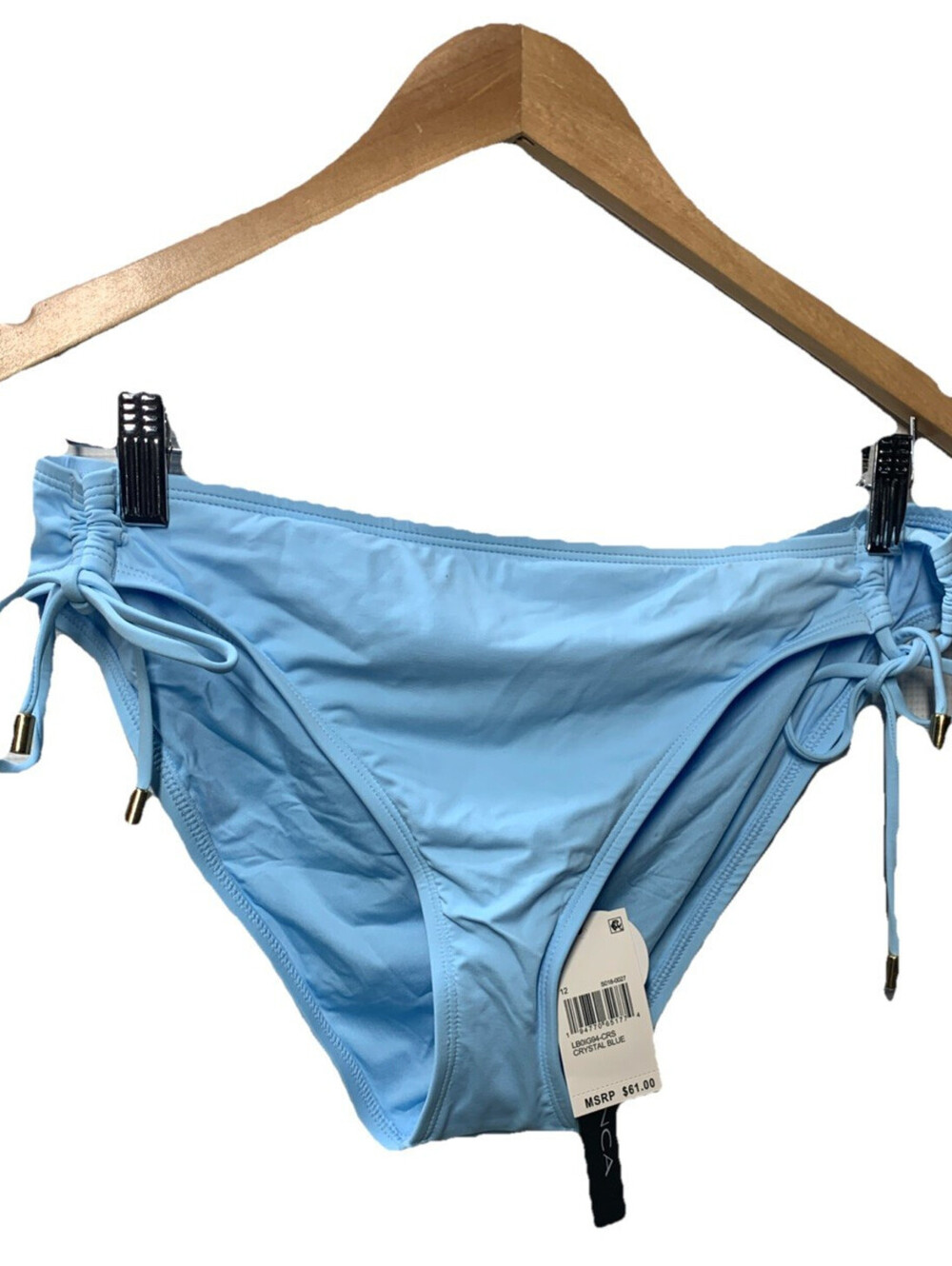 La Blanca Island Goddess Bikini Bottom Side Tie Hipster Swim Crystal Blue Sz 12